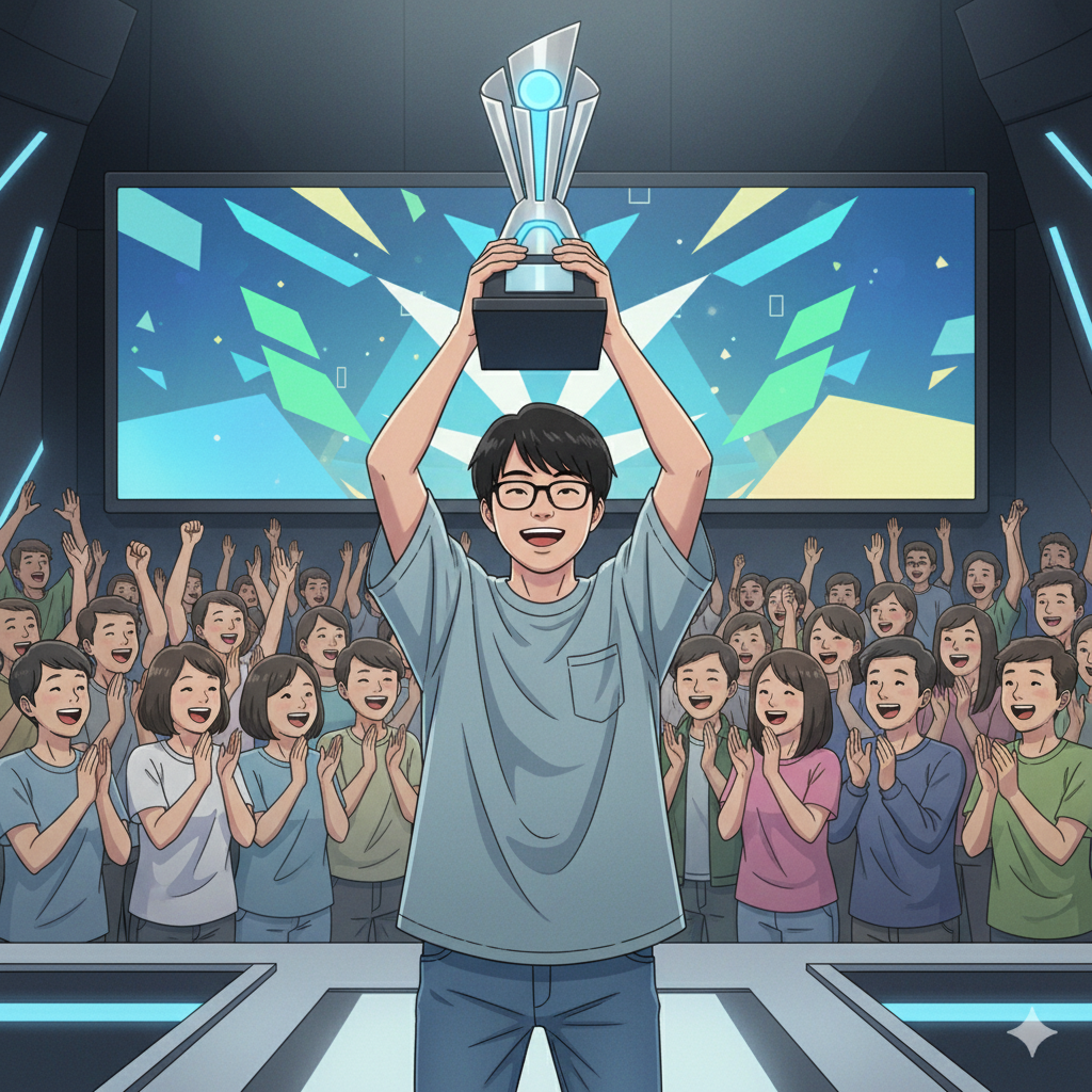 大会優勝、そして自信へ(Y君、塾長)